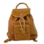 Gucci Bamboo Mini Backpack Leather Brown Outside