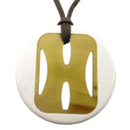 Hermes Buffalo Horn Necklace White Brown 0219