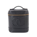 Chanel Vanity Hand Bag Caviar Leather Black CC Logo Gold