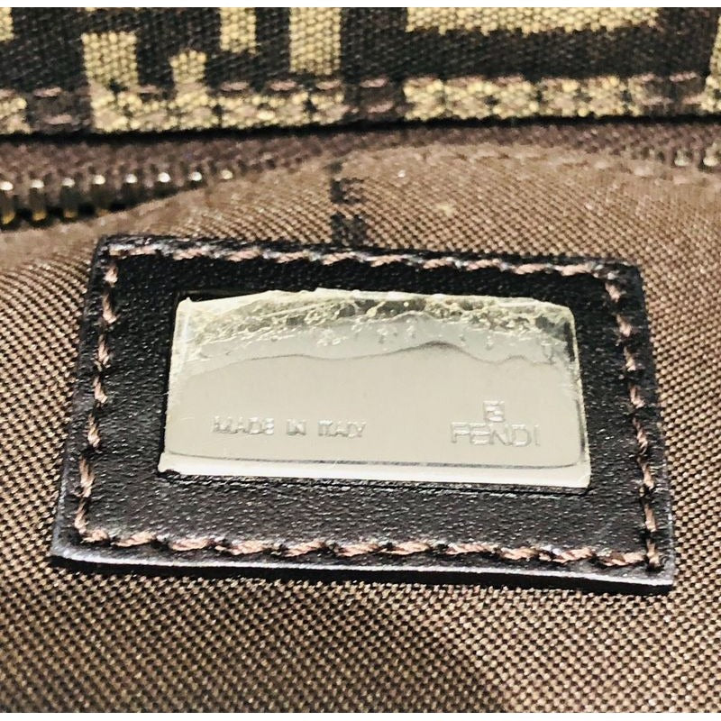 Fendi Mini Handbag 8 Bn105 Zucca Pattern Pouch Brown Canvas Xleather — view 2