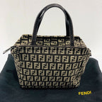 Fendi Mini Handbag 8 Bn105 Zucca Pattern Pouch Brown Canvas Xleather