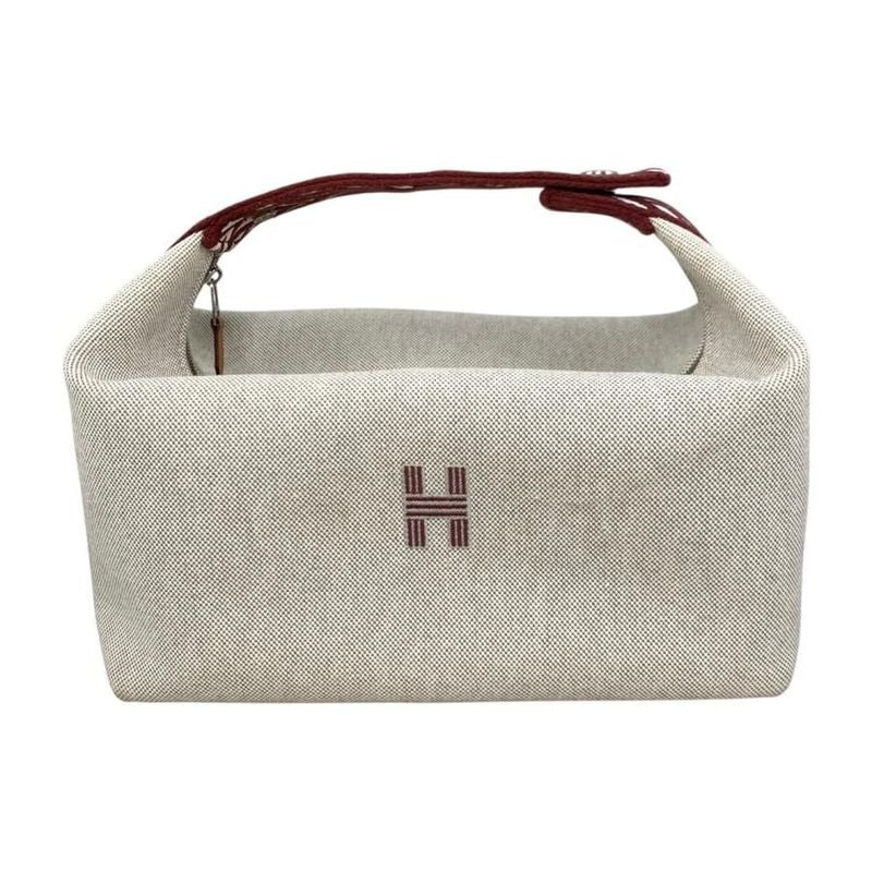 Hermes Bath Pouch Bride-a Black GM Toile Canvas H Logo Zigzag Rouge Ash Red