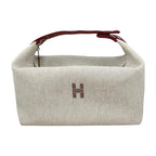 Hermes Bath Pouch Bride-a Black GM Toile Canvas H Logo Zigzag Rouge Ash Red