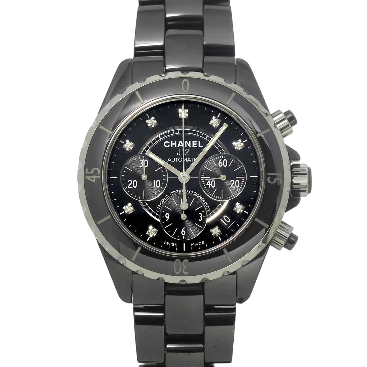 Chanel 41 Chronograph Watch Diamond Date Black Ceramic Automatic Winding