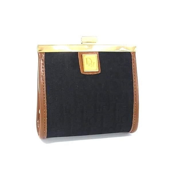 Christian Dior And Leather Coin Case Purse Black Fk7613