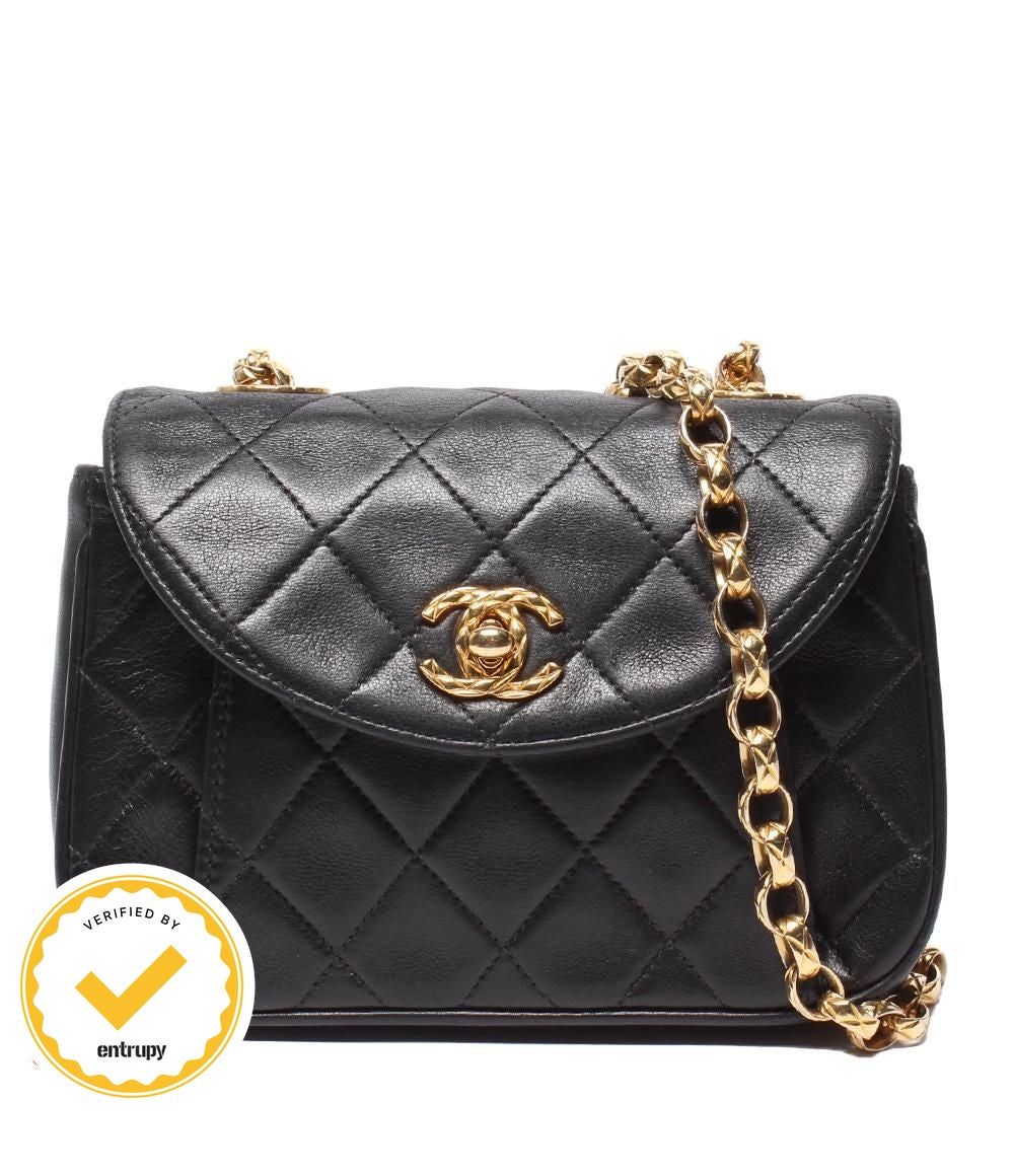 Chanel Chain Shoulder Bag Mini Quilted Gold Lambskin