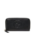 Gucci Interlocking G Soho Round Zipper Long Wallet Navy Leather