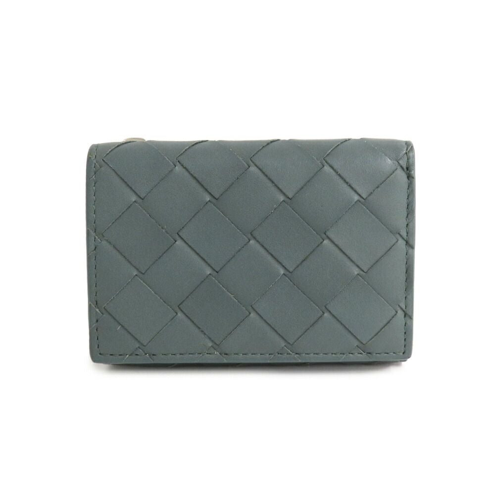 Bottega Veneta Trifold Wallet Intrecciato Gray Leather
