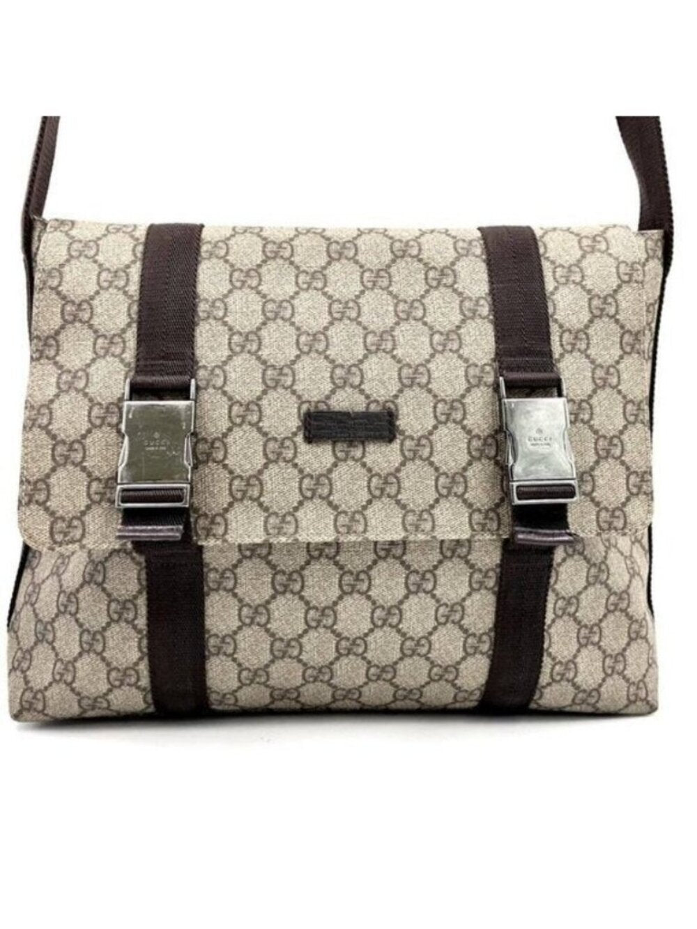 Gucci GG Supreme Web Canvas Sherry Messenger Bag Monogram Flap Tote