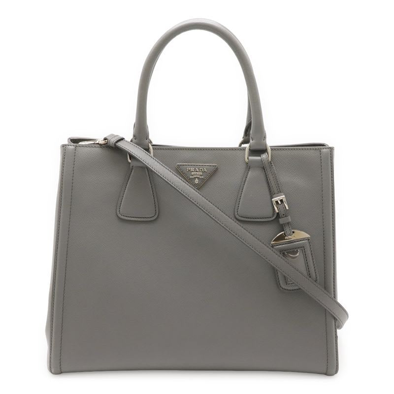 Prada Galleria Handbag 2-Way Shoulder Bag Bicolor Leather Saffiano Gray Bn2438 — view 2