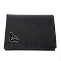Prada Logo Saffiano Leather Compact Wallet Black