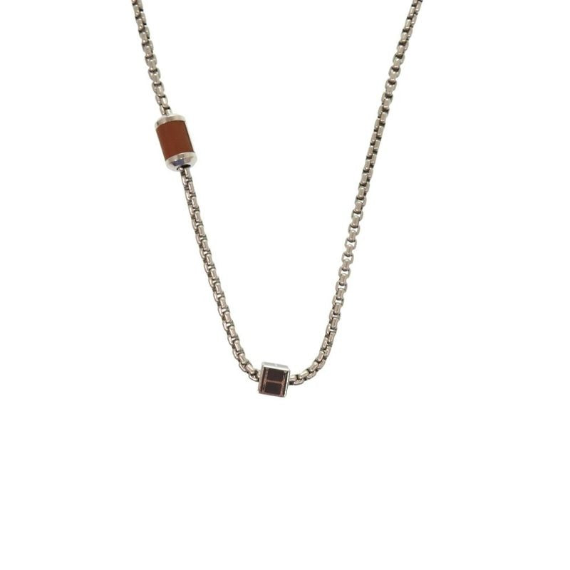 Hermes Meri Mello Metal Buffalo Horn Silver Ash Necklace 0812 — view 2