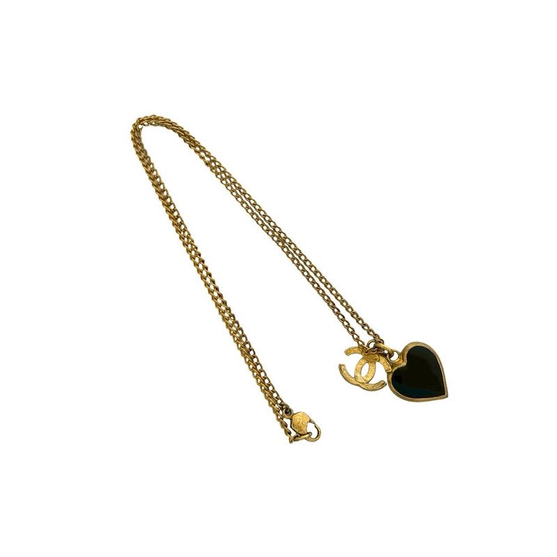 Chanel Coco Mark Heart Motif GP Chain Necklace Pendant Gold 02P — view 5