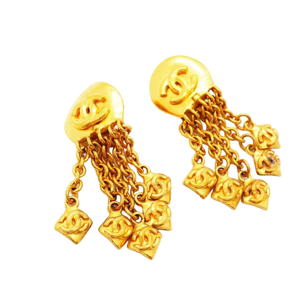 Chanel Earrings Vintage CC Logo Gold Plated — view 2