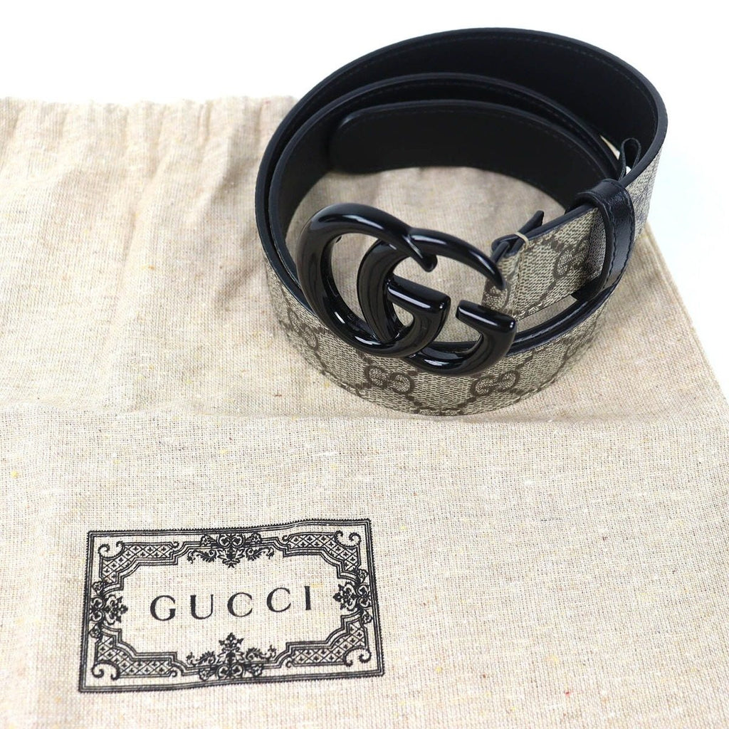 Gucci GG Marmont Supreme Belt Beige Black Handbag — view 2