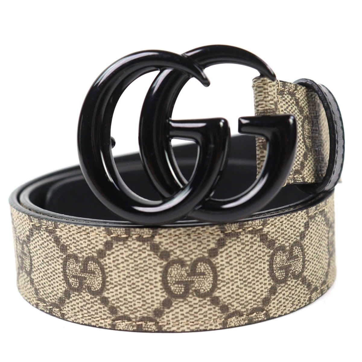 Gucci GG Marmont Supreme Belt Beige Black Handbag