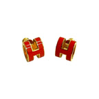 Hermes Pop Earrings Orange Gold Framboise — view 5