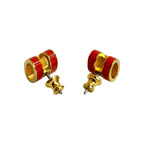 Hermes Pop Earrings Orange Gold Framboise — view 6