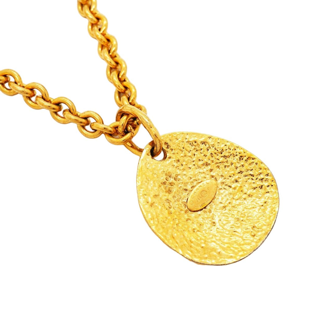 Chanel Necklace Vintage CC Logo Quilted Gold Plated — view 2