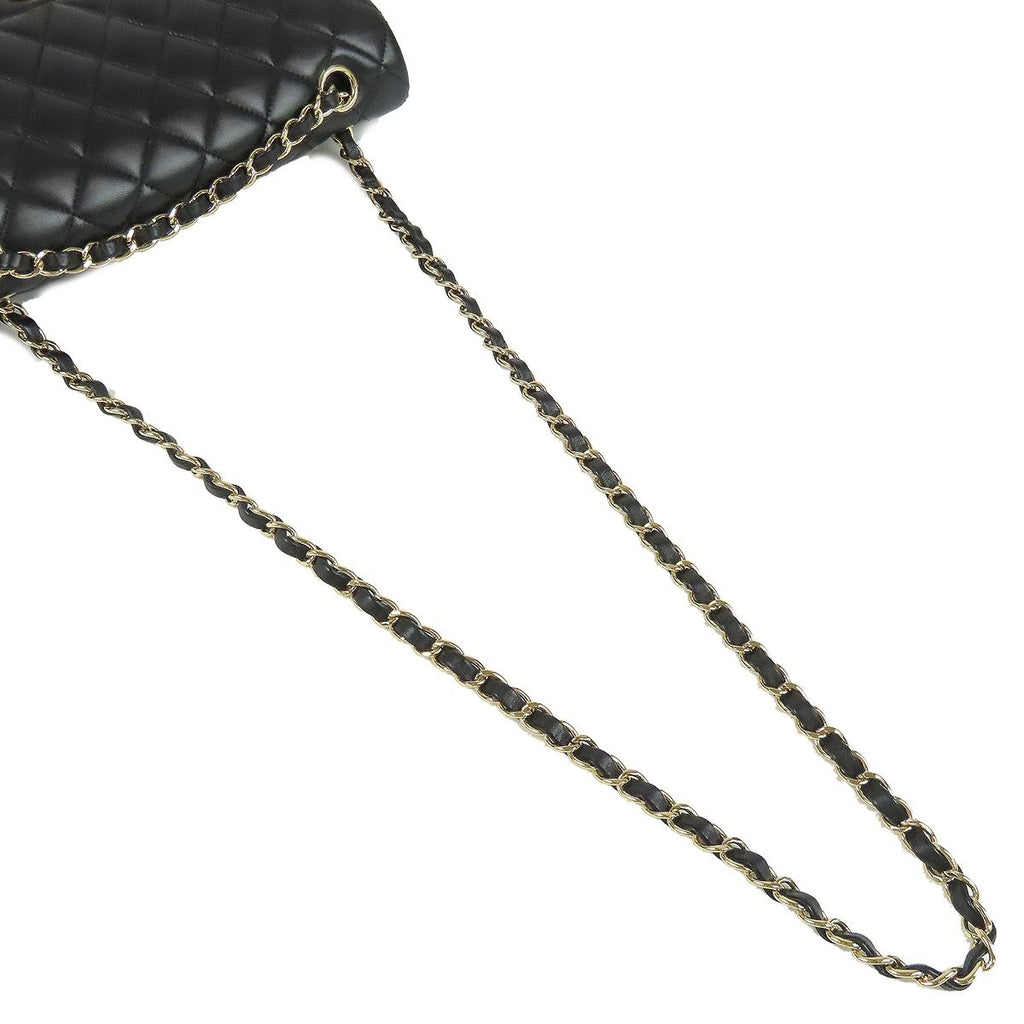 Chanel Classic Black Gold Lambskin Quilted 25 Double Flap Chain Shoulder Bag — view 4
