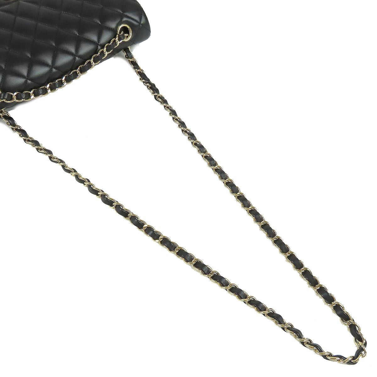 Chanel Classic Black Gold Lambskin Quilted 25 Double Flap Chain Shoulder Bag — view 4