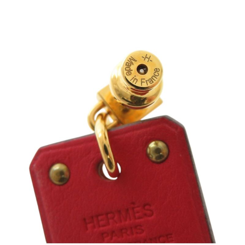 Hermes As De Coeur Vorsoft Metal Gold Red Engraved Y Earrings 1380 — view 7