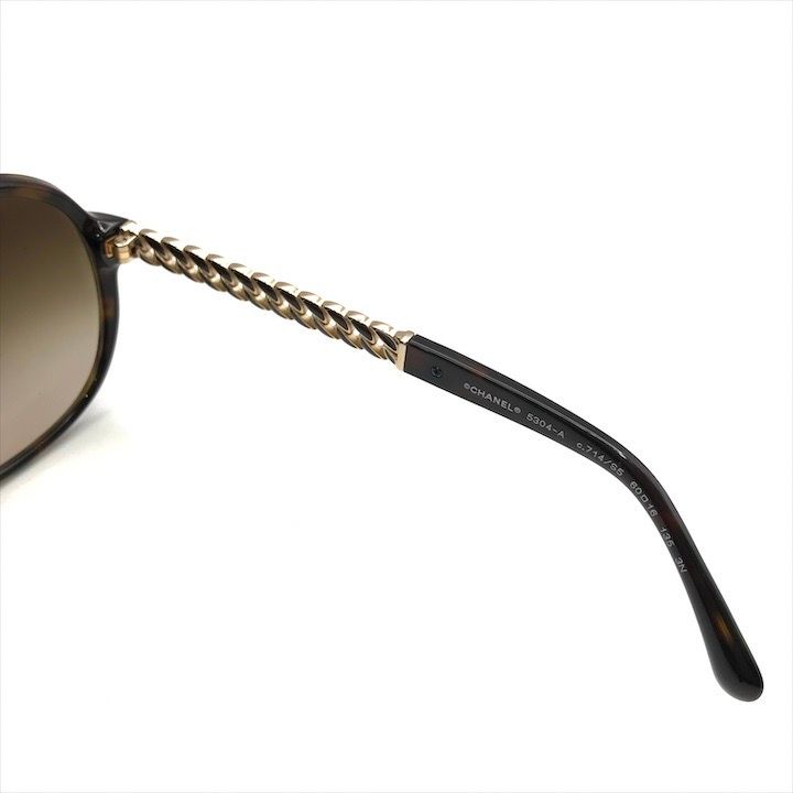 Chanel CC Logo Sunglasses Eyewear Tortoiseshell Pattern Chain Motif Brown — view 6