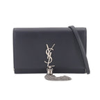 Saint Laurent Kate Chain Wallet Bifold Leather Navy Shoulder