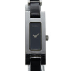 Gucci 3900 L Silver Black Stainless Steel Leather