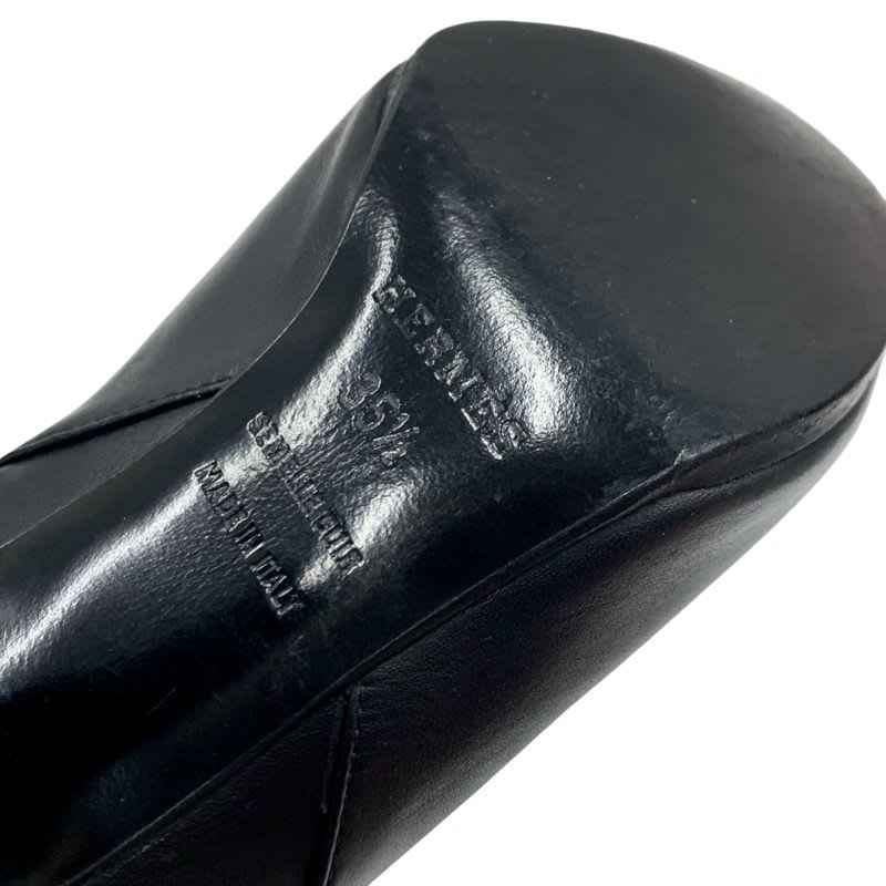 Hermes Boots Short Shoes Leather Black Silver Kelly Hardware — view 7