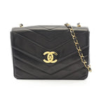 Chanel Shoulder Bag V Stitch Black Lambskin Chain