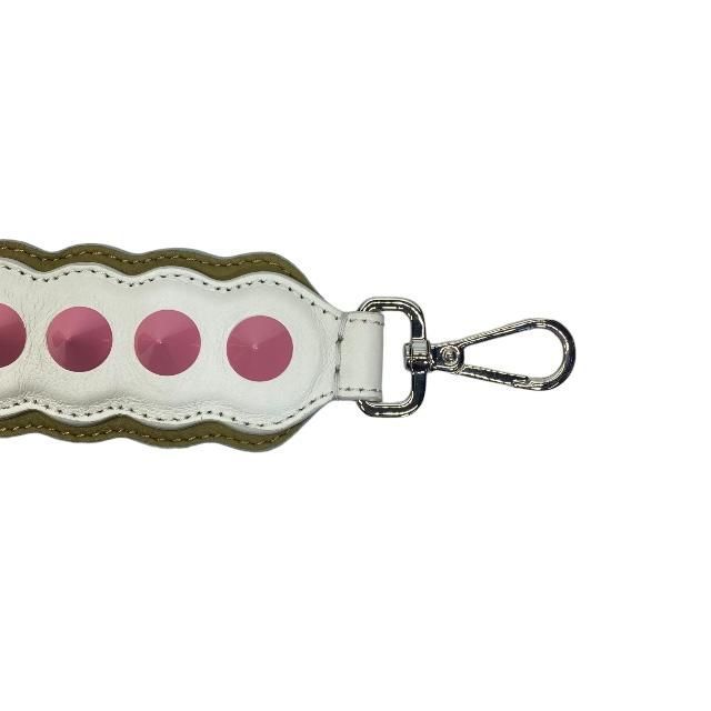 Fendi Strap You Shoulder Small Studded Leather Brown White Pink — view 3
