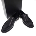 Saint Laurent Paris Studded Heel Leather Loafers Black 37