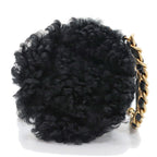 Chanel Round Shearling Shoulder Bag 19 Black Ap0945 Gold Chain — view 4