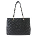 Chanel Quilted Grand Shopping Chain Tote Bag GST Caviar Leather Black