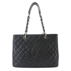 Chanel Quilted Grand Shopping Chain Tote Bag GST Caviar Leather Black