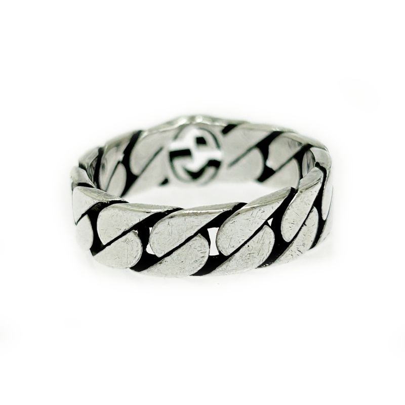 Gucci Silver Interlocking G Chain Ring 5.1 925 Engraved — view 4