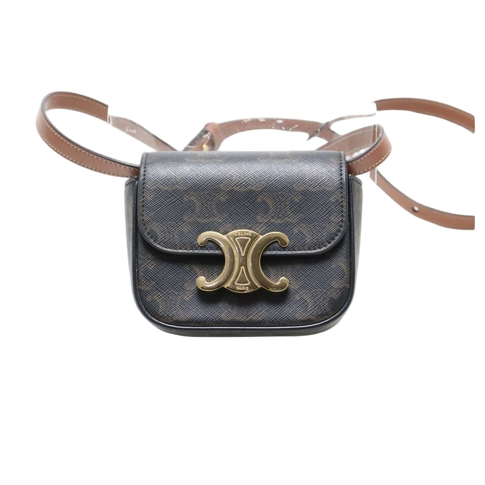 Celine Triomphe Mini Black Leather Shoulder