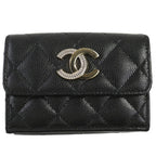 Chanel Ap4173 Caviar Leather Coco Mark Quilted Small Flap Wallet Trifold