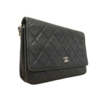 Chanel Shoulder Wallet Quilted Lambskin Black Silver — view 2