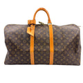Louis Vuitton Keepall 55 Monogram Leather Brown Light Boston Bag Gold
