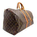 Louis Vuitton Keepall 55 Monogram Leather Brown Light Boston Bag Gold — view 2