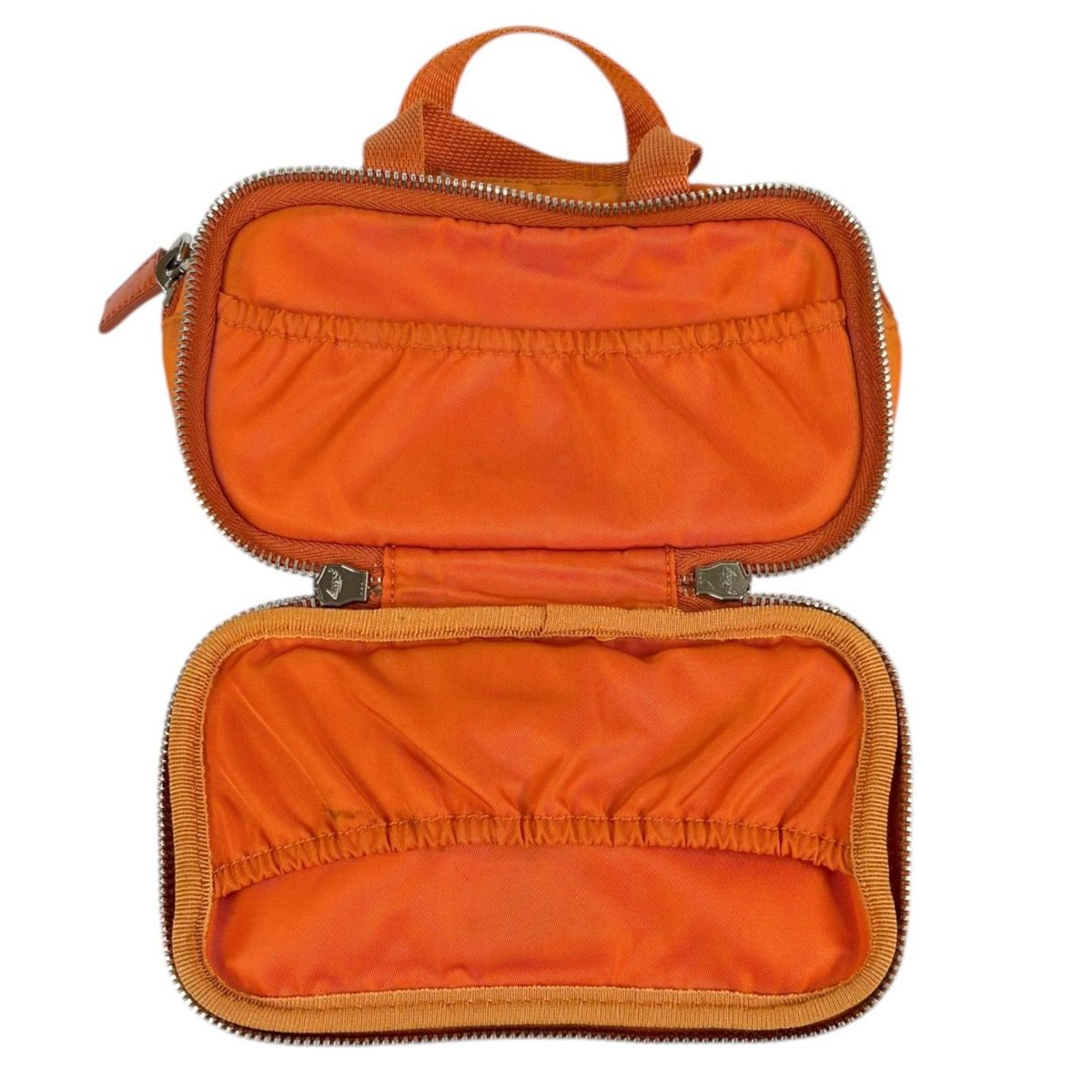 Prada Triangle Logo Mini Handbag Pouch Tessuto Nylon Orange — view 3