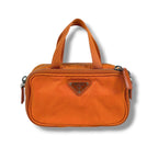 Prada Triangle Logo Mini Handbag Pouch Tessuto Nylon Orange