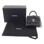 Chanel Caviar Leather Coco Handle Mini Shoulder Bag Black Gold — view 2