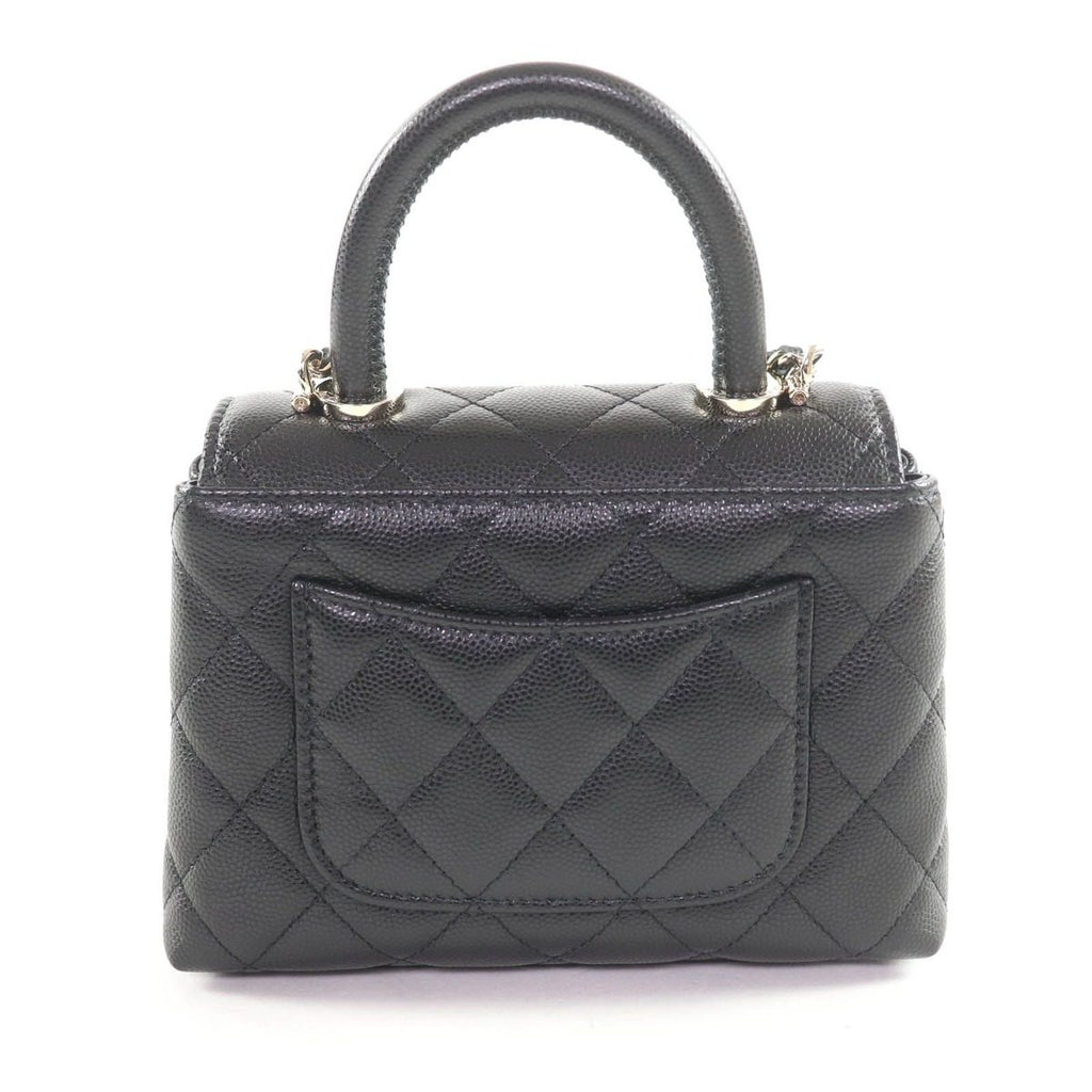 Chanel Caviar Leather Coco Handle Mini Shoulder Bag Black Gold — view 3