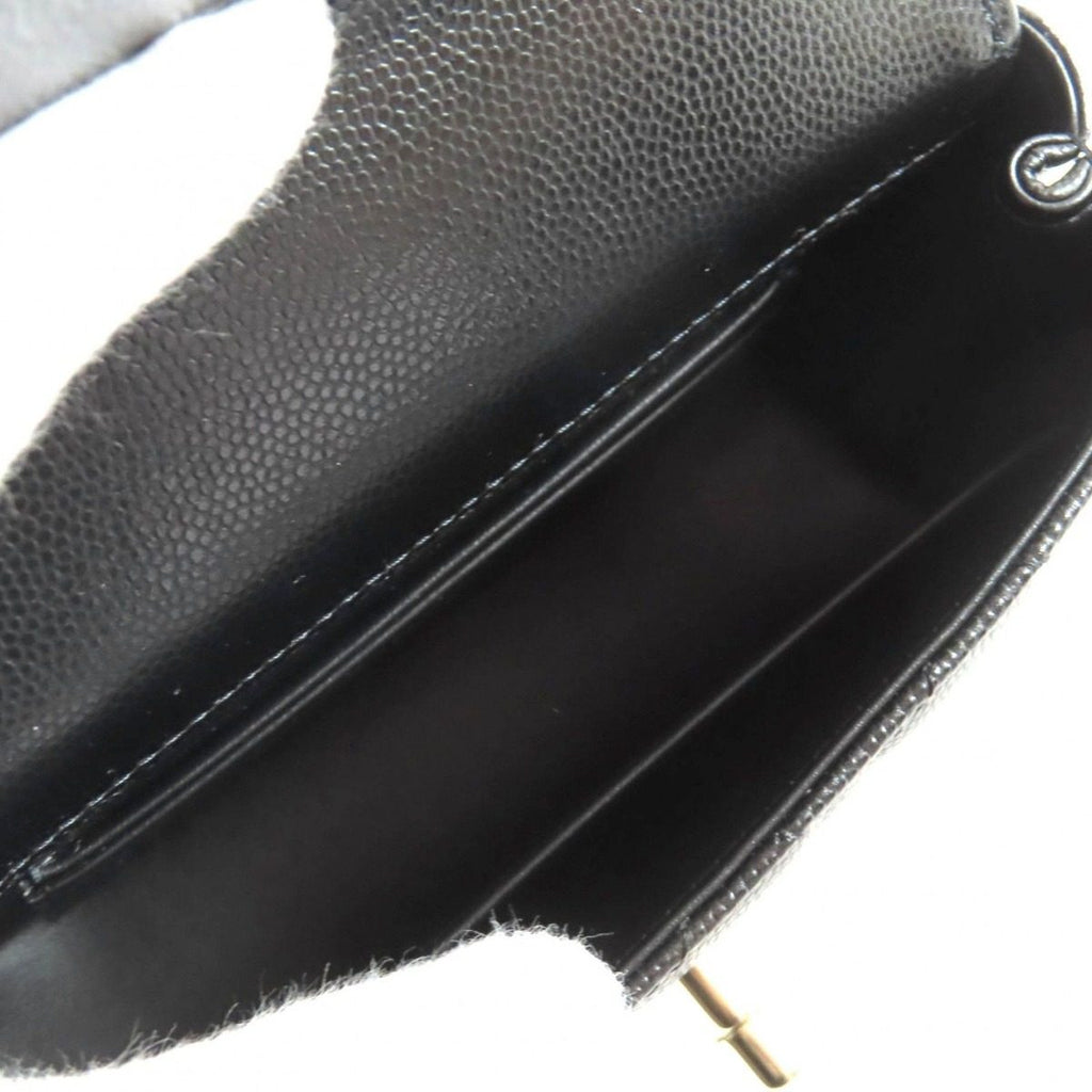 Chanel Caviar Leather Coco Handle Mini Shoulder Bag Black Gold — view 5