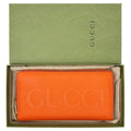 Gucci Wallet Zip Around Leather Logo Orange Gold
