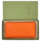 Gucci Wallet Zip Around Leather Logo Orange Gold