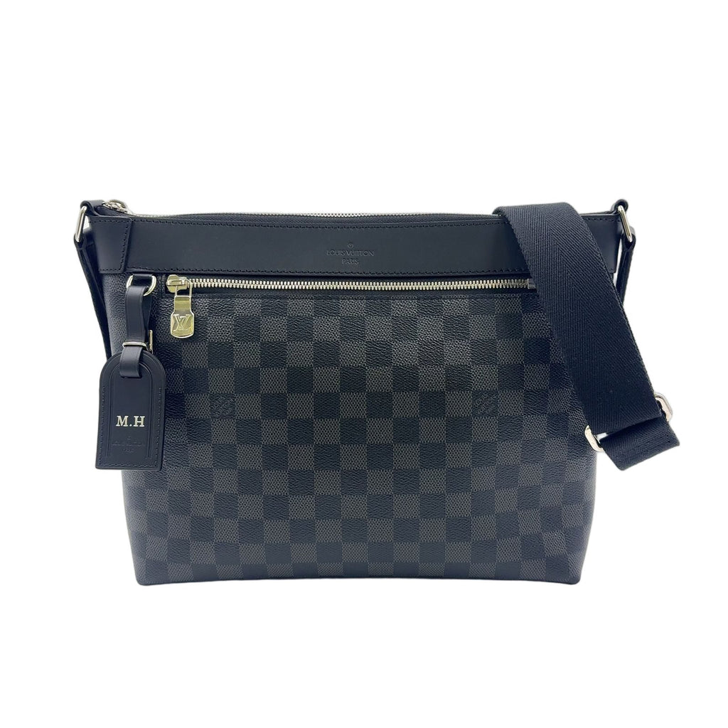 Louis Vuitton Mick PM Damier Graphite Initial Leather Black Shoulder Bag Silver